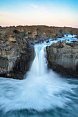 'The basalt column and waterfall known as Aldeyjarfoss in Northern Iceland; Iceland'