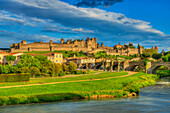 Festung Cite, Pont Vieux,  Carcassonne, Aude, Languedoc-Roussillon, Frankreich