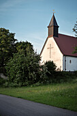 Stephanus church at deserted village Gruorn, former military area, Muensingen, Reutlingen district, Swabian Alb, Baden-Wuerttemberg, Germany
