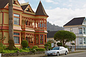Old town of Ferndale partially with Victorian houses , California , USA