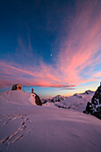 Valtellina, Malenco valley, Parravicini bivak, in the background Disgrazia peak, Lombardy, Italy