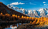 Autumn, Arpy lake, morgex, Mont Blanc chain, , Grand Jorasses, Aosta Valley