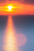 Sunset view from Oia, Santorini, Greece, Europe