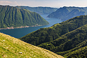 Branch of Como Lake from Rifugio Venini, Monte Galbiga, Lombardy, Italy.