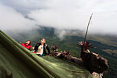 Climbers in the Biwak ,Acopan Tepui, Macizo de Chimanta, Venezuela.