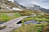 Zabala refuge track in Peñalara. Sierra de Guadarrama. Madrid. Spain. Europe.