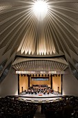 Interior of the Auditorium concert hall of Santa Cruz de Tenerife, designed by architect Santiago Calatrava  Performance of the symphony orchestra and chorus of Tenerife  Canarias, Spain