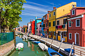 Coloured houses at Rio di Terranova, Burano, Veneto, Italy, Europe.