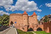 Polen, Warzaw City, Die Barbican, Alte Stadtmauern.