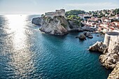 Saint Lawrence Fortress also called Fort Lovrijenac or Dubrovnik's Gibraltar in Dubrovnik, Croatia. Fort Bokar on the right side.