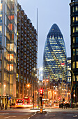 United Kingdom, London, East End district, Swiss Re Building nicknamed The Gherkin by architect Norman Foster seen from Shoreditch district