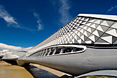 Spain, Aragon, Zaragoza, Expo Zaragoza 2008, El Pabellon Puente (Pavilion Bridge) by Zaha Hadid over Ebro River