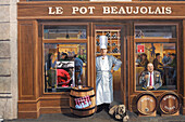 France, Rhone, Lyon, Fresque des Lyonnais célèbres (Fresco of the famous Lyon's Inhabitants), Paul Bocuse and Frédéric Dard