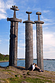 Norway, Rogaland County, Stavanger, giant swords by Fritz Roed (1983) in remembrance of Hafsfjord Battle in 873