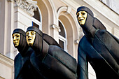Lithuania (Baltic States), Vilnius, historical center, listed as World Heritage by UNESCO, Muses Feast statues on the facade of the National Drama Theater, 8 Gedimino prospekts