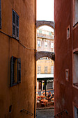 France, Alpes Martimes, Grasse, Escaliers Vieille, stairs leading from Place du Petit Puy to Place de la Poissonnerie