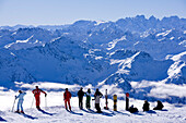 France, Savoie, panorama from the Cime de Caron (3198m), Maurienne Valley and Massif des Ecrins in the background