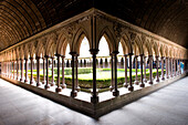 France, Manche, Mont Saint Michel, listed as World Heritage by UNESCO, abbey, cloister