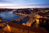 Portugal, Douro Valley, Porto, historical center listed as World Heritage by UNESCO, Eiffel style Dom Luís Bridge over the Douro river