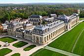 France, Oise, Chantilly, the Grand Stables, Musee Vivant du Cheval (Living Horse Museum) (aerial view)
