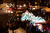 Canada, Quebec Province, Quebec City, Old Town listed World Heritage by UNESCO, Quebec Carnival, parade by night in the Upper Town, allegorical carnival floats in Avenue Cartier