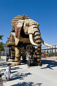 France, Loire Atlantique, Nantes, European Green Capital 2013, Ile de Nantes, Les Machines de l'Ile (the Machines of the Island) in warehouses of the former shipyards, artistic project conceived by Francois Delaroziere and Pierre Orefice, the elephant, au