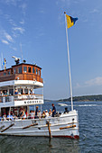 Steamboat Norrskaer in Vaxholm, Stockholm archipelago, Uppland, Stockholms land, South Sweden, Sweden, Scandinavia, Northern Europe