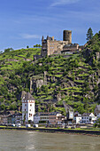 Burg Katz Castle above St. Goarshausen by the Rhine, Upper Middle Rhine Valley, Rheinland-Palatinate, Germany, Europe