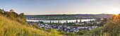 Marksburg Castle above Braubach by the Rhine, on the other side the village Spay, Upper Middle Rhine Valley, Rheinland-Palatinate, Germany, Europe