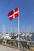 Boote im Yachthafen von Soby, Insel Ærø, Schärengarten von Fünen, Dänische Südsee, Süddänemark, Dänemark, Nordeuropa, Europa