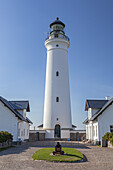 Leuchtturm und Leuchtturmwärterhaus von Hirtshals, Nordjylland, Jylland, Dänemark, Nordeuropa, Europa
