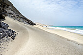 Die Strände Playa Del Salmo und Playa Risco el Paso bei Jandia. Jandia, Fuerteventura, Kanarische Inseln, Spanien