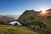 Lake Seealpsee, at Nebelhorn, near Oberstdorf, Allgaeu Alps, Allgaeu, Bavaria, Germany