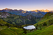 Lake Seealpsee, at Nebelhorn, near Oberstdorf, Allgaeu Alps, Allgaeu, Bavaria, Germany