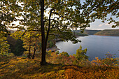 Rur reservoir near Heimbach, Eifelsteig hiking trail, Eifel national park, Eifel, North Rhine-Westphalia, Germany