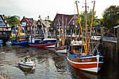 Fishing cutter in the harbour, Neuharlingersiel, East Friesland, Lower Saxony, Germany