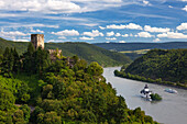 Gutenberg and Pfalzgrafenstein castle, near Kaub, Rhine river, Rhineland-Palatinate, Germany