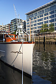 Boat at the Kaiserkai, Hanseatic City Hamburg, Northern Germany, Germany, Europe