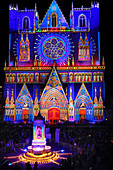 France, Rhone, Lyon, historical site listed as World Heritage by UNESCO, Fete des Lumieres (Light Festival), Saint Jean Cathedral