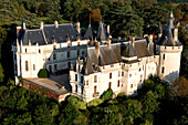 France, Loir et Cher, Loire Valley listed as World Heritage by UNESCO, Chaumont sur Loire, the castle (aeriel view)