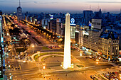 Argentina, Buenos Aires, 9 de Julio Avenue, the largest avenue in the world, the Obelisk
