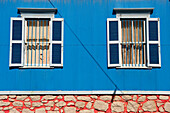 Chile, Valparaiso Region, Valparaiso, historic district listed as World Heritage by UNESCO, Cerro Alegre, iron sheet house with colourful facades