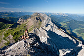 France, Haute Savoie, Le Grand Bornand, the Chaine des Aravis from Pointe Percee 2750m