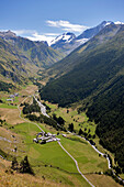 France, Savoie, Champagny le Haut, via ferrata overlooking the village and La Grande Motte 3653m