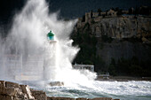 France, Bouches du Rhone, Cassis, Labbe wind, south west wind on the Cassis lighthouse