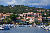 France, Corse du Sud, Solenzara, the harbour, with the Bavella Needles in the background