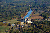 France, Loir et Cher, Loire Valley listed as World Heritage by UNESCO, Chateau de Chambord (aerial view)