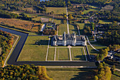 France, Loir et Cher, Loire Valley listed as World Heritage by UNESCO, Chateau de Chambord (aerial view)