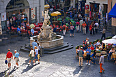 Italy, Campania, Amalfi Coast, listed as World Heritage by UNESCO, Amalfi, St Andrew Fountain or People Fountain on Piazza Duomo