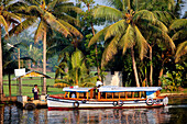 India, Kerala State, Allepey, the backwaters, a public ferry linking the villages along the canals